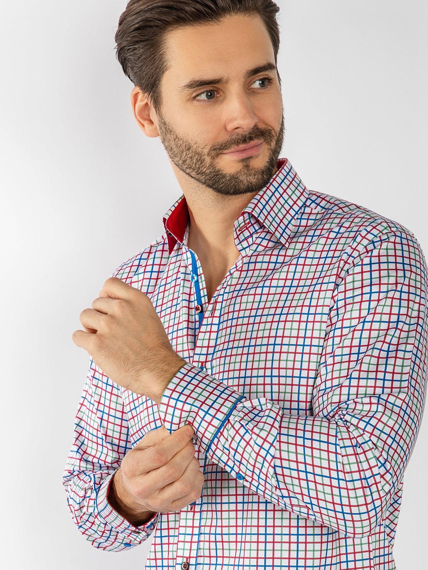 RED, WHITE, BLUE & GREEN CHECK - Claudio Lugli Shirts