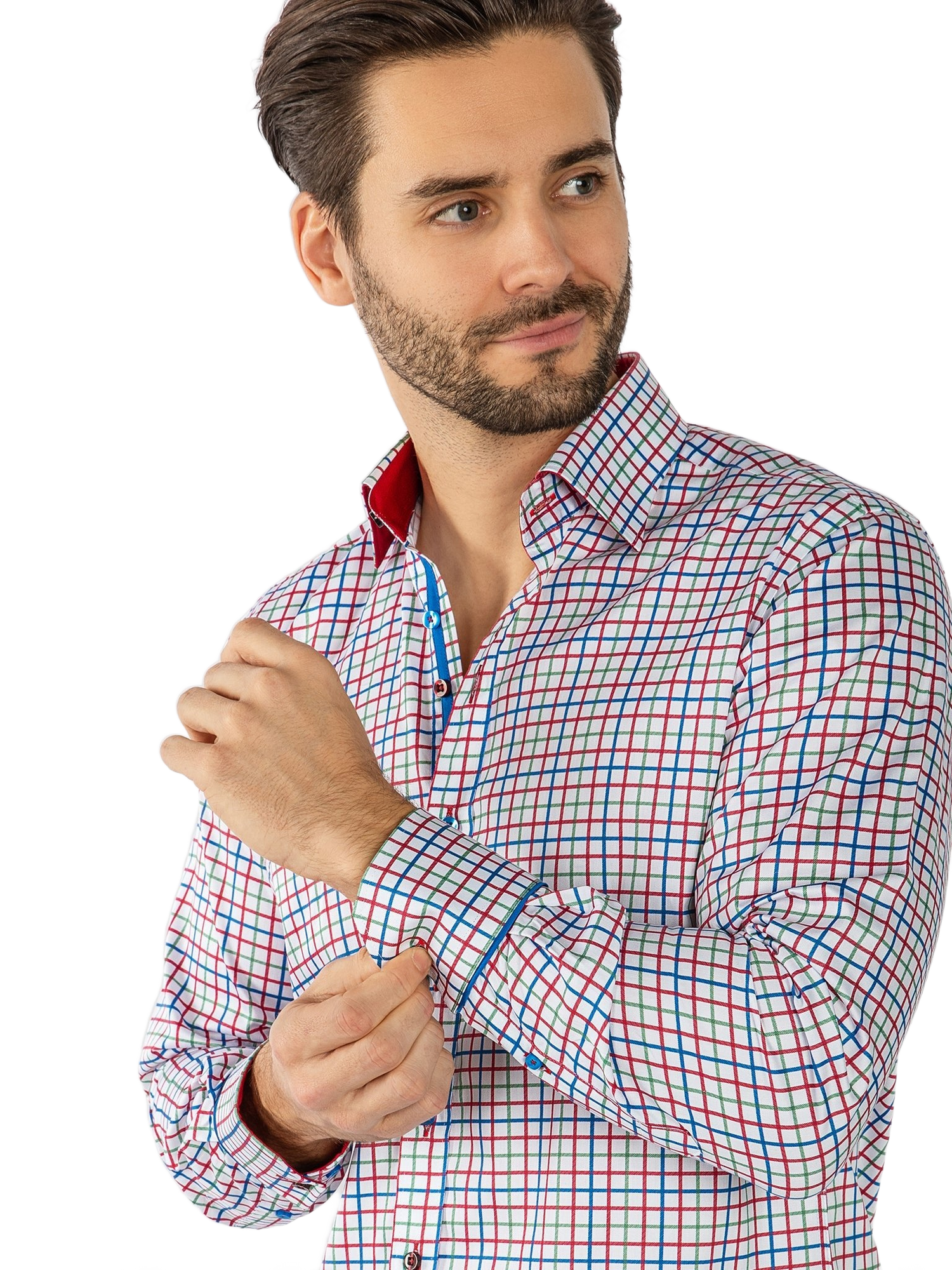 Red, White, Blue & Green Check Shirt - Claudio Lugli Shirts