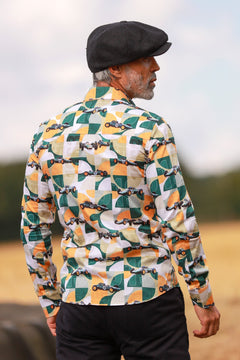 RETRO RACING LEGEND PRINT SHIRT - Premium Men's Patterned Shirt by Claudio Lugli | Bold Design, Tailored Fit, Best Printed Shirts