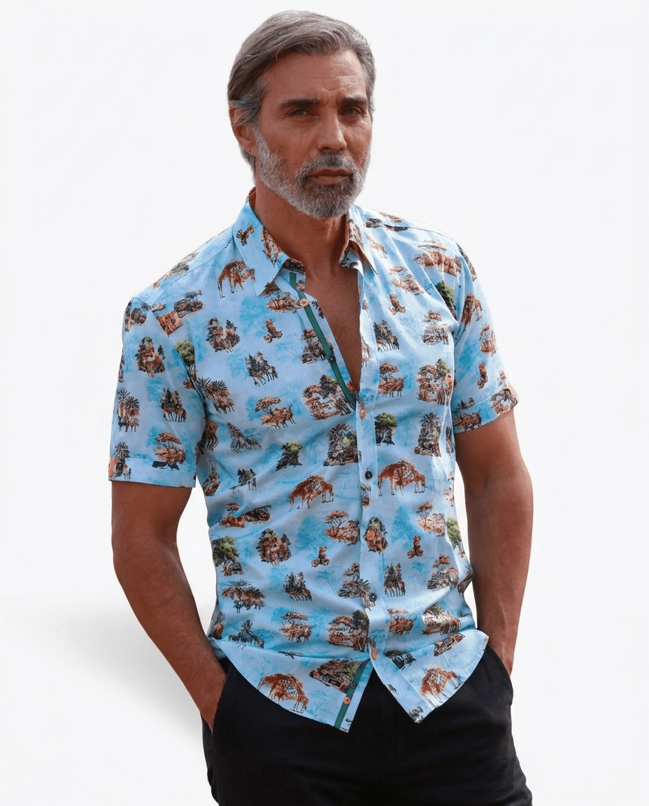 Safari Animal Print Short Sleeve Shirt - Claudio Lugli Shirts