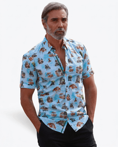 Safari Animal Print Short Sleeve Shirt - Claudio Lugli Shirts