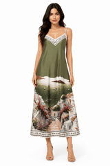 SANTORINI CLIFF TOP MAXI SLIP DRESS - Claudio Lugli Shirts