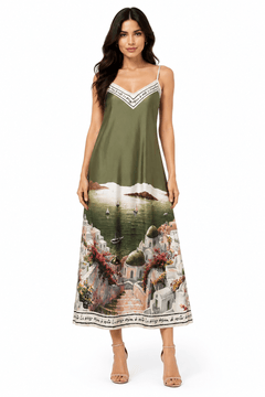 SANTORINI CLIFF TOP MAXI SLIP DRESS - Claudio Lugli Shirts