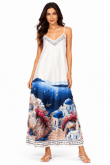 SANTORINI CLIFF TOP MAXI SLIP DRESS - Claudio Lugli Shirts