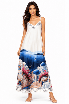 SANTORINI CLIFF TOP MAXI SLIP DRESS - Claudio Lugli Shirts
