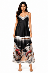 SANTORINI CLIFF TOP MAXI SLIP DRESS - Claudio Lugli Shirts