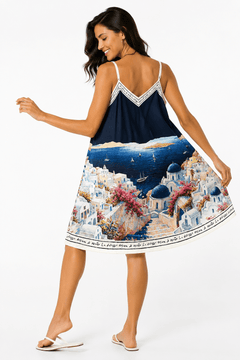 SANTORINI CLIFF TOP MIDI SLIP DRESS - Claudio Lugli Shirts