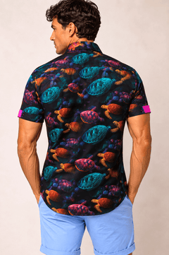 Sea Turtle Odyssey Print Short Sleeve Shirt - Claudio Lugli Shirts