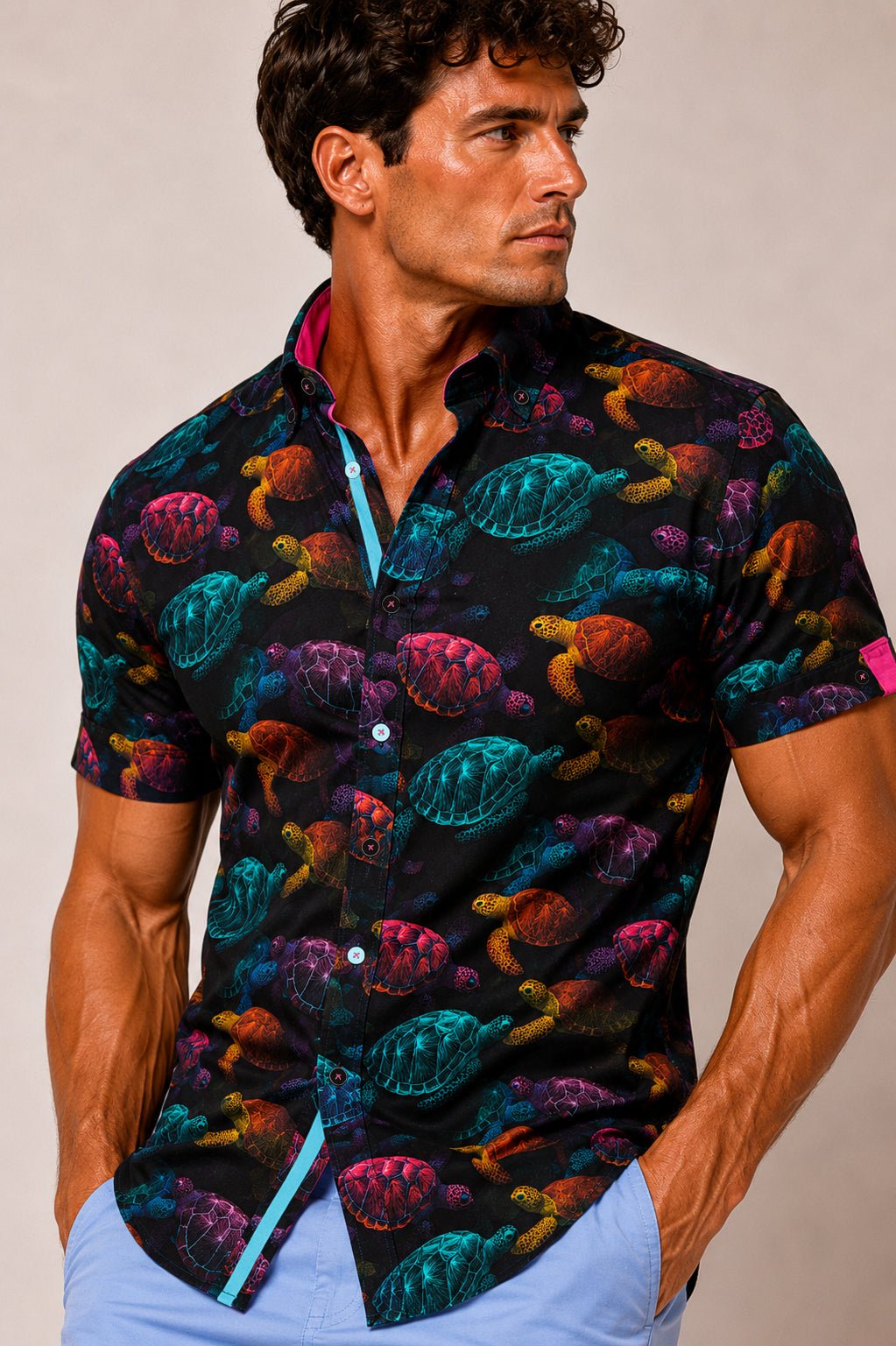 Sea Turtle Odyssey Print Short Sleeve Shirt - Claudio Lugli Shirts