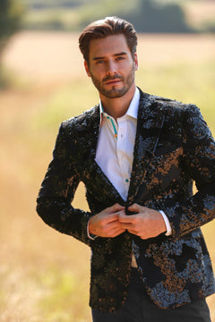 SEQUINED BLACK JACKET - Premium Men's Patterned Shirt by Claudio Lugli | Bold Design, Tailored Fit, Best Printed Shirts