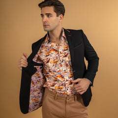 SIGNATURE EQUESTRIAN JACKET WITH SANTORINI LINING - Premium Men's Patterned Shirt by Claudio Lugli | Bold Design, Tailored Fit, Best Printed Shirts