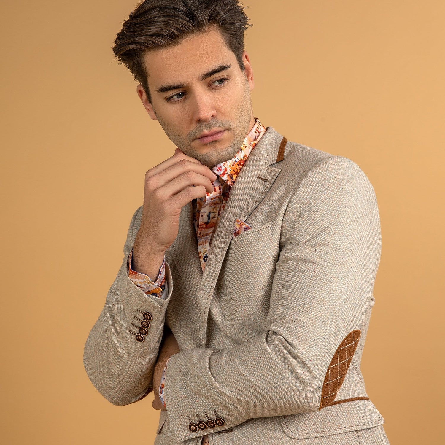 SIGNATURE EQUESTRIAN JACKET WITH SANTORINI LINING - Premium Men's Patterned Shirt by Claudio Lugli | Bold Design, Tailored Fit, Best Printed Shirts