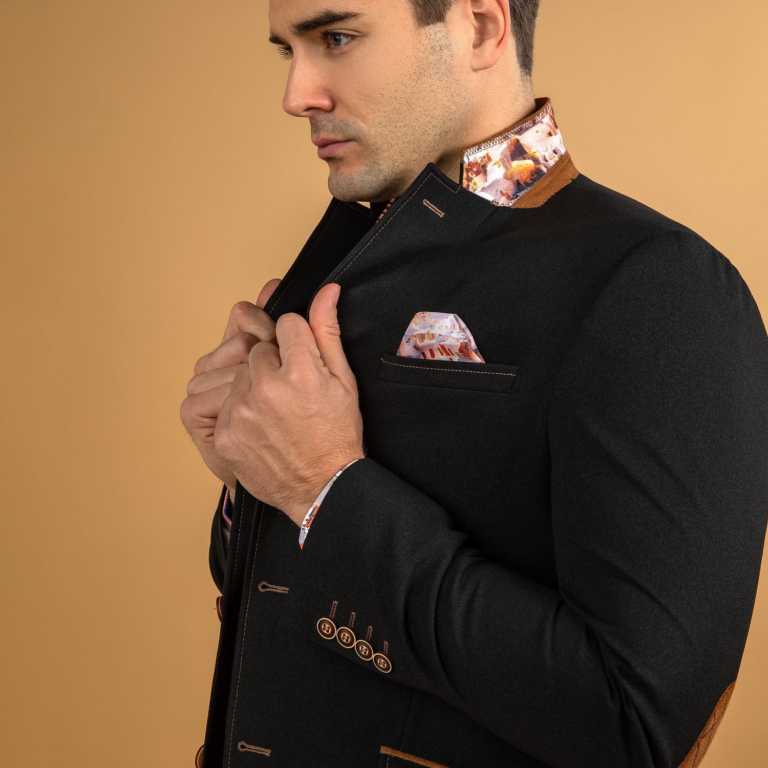 SIGNATURE EQUESTRIAN JACKET WITH SANTORINI LINING - Premium Men's Patterned Shirt by Claudio Lugli | Bold Design, Tailored Fit, Best Printed Shirts