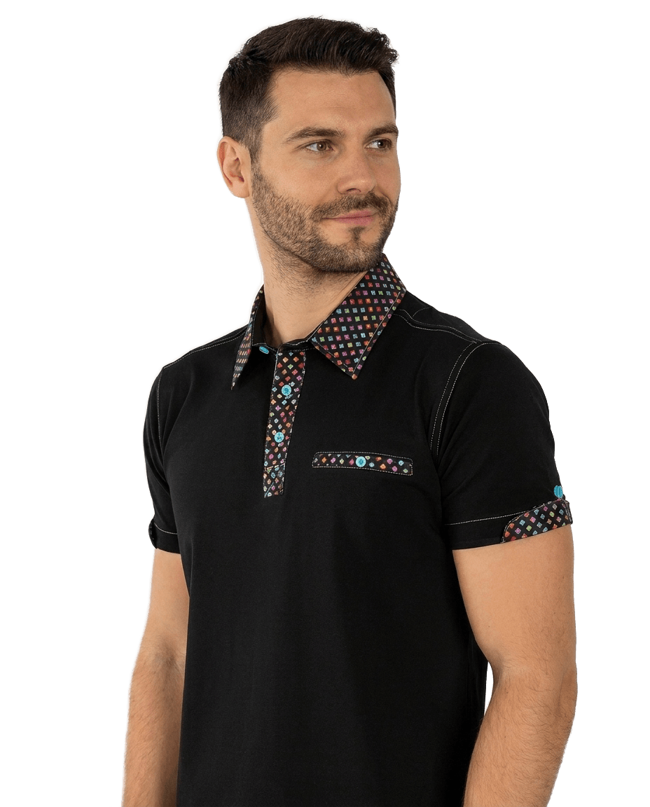 Signature Pixel Print Polo Shirt - Claudio Lugli Shirts