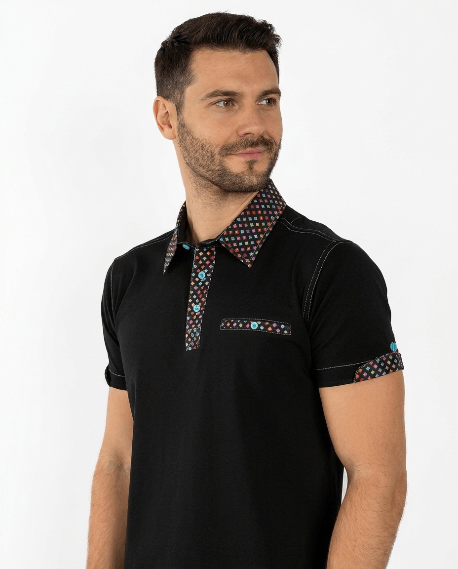 Signature Pixel Print Polo Shirt - Claudio Lugli Shirts