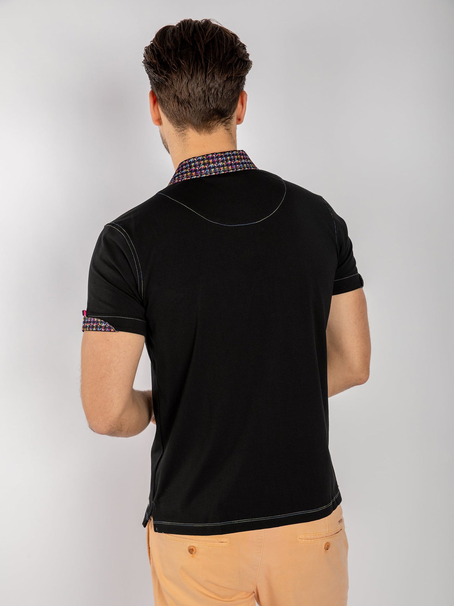 SIGNATURE POLO SHIRT WITH DOGTOOTH INSERT - Claudio Lugli Shirts