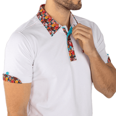 Signature Polo Shirt with Floral Insert - Claudio Lugli Shirts