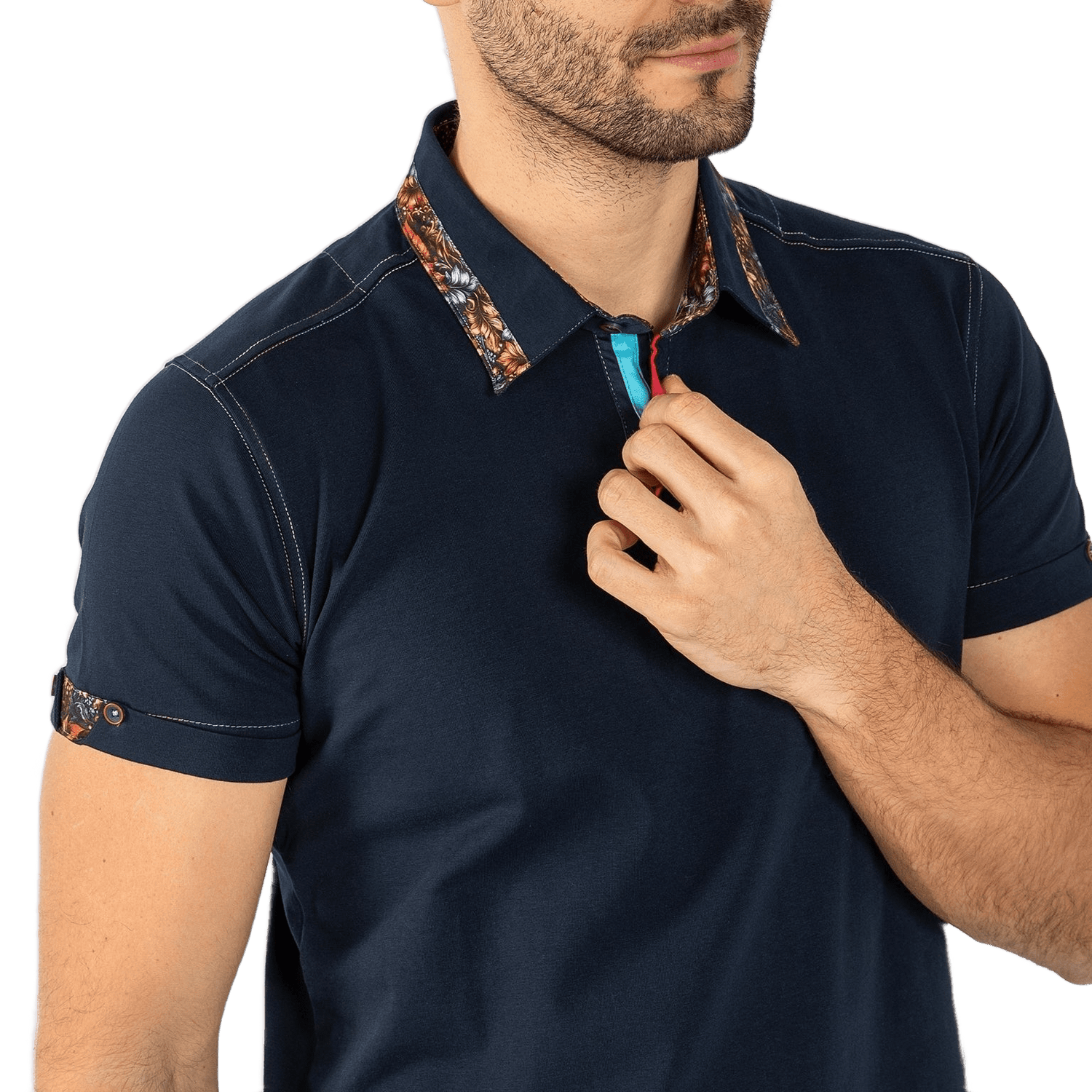 Signature Polo Shirt with Leaves Insert - Claudio Lugli Shirts