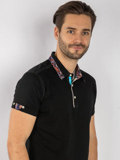 SIGNATURE POLO SHIRT WITH ORNAMENTAL INSERT - Claudio Lugli Shirts