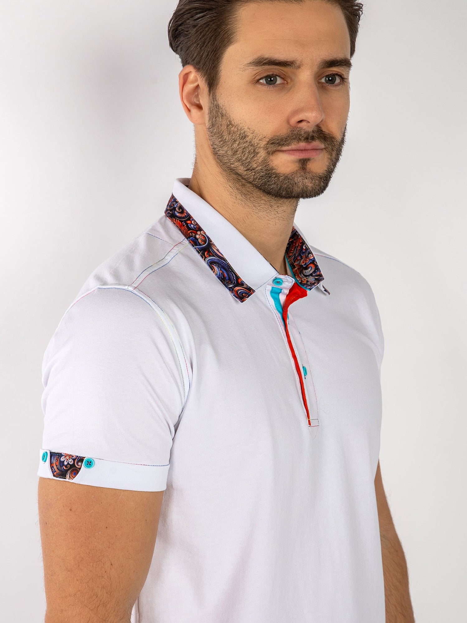 SIGNATURE POLO SHIRT WITH ORNAMENTAL INSERT - Claudio Lugli Shirts