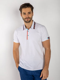 SIGNATURE POLO SHIRT WITH ORNAMENTAL INSERT - Claudio Lugli Shirts