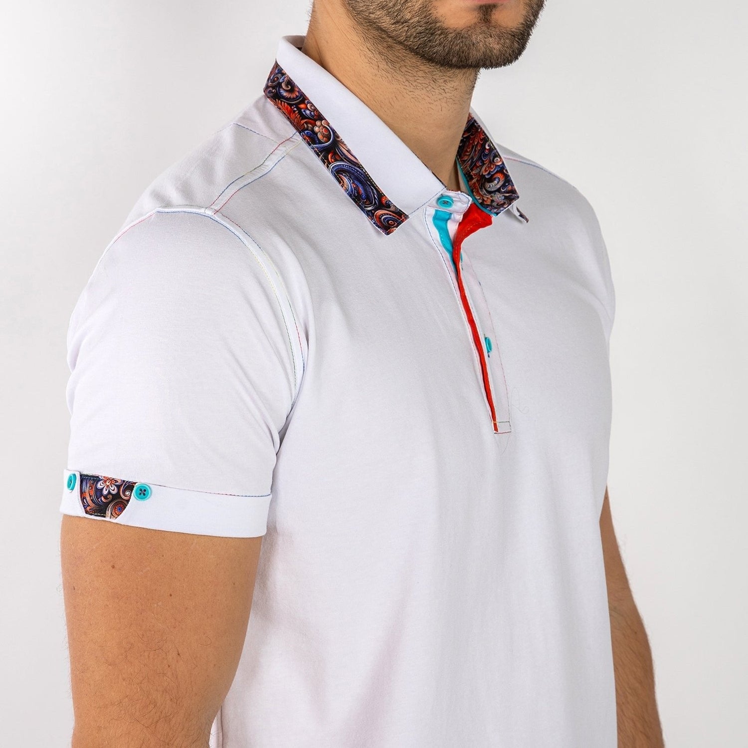SIGNATURE POLO SHIRT WITH ORNAMENTAL INSERT - Claudio Lugli Shirts