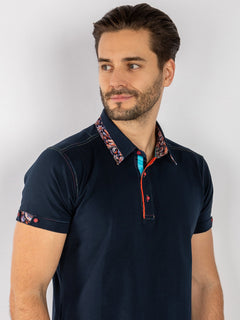 SIGNATURE POLO SHIRT WITH ORNAMENTAL INSERT - Claudio Lugli Shirts