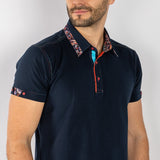 SIGNATURE POLO SHIRT WITH ORNAMENTAL INSERT - Claudio Lugli Shirts