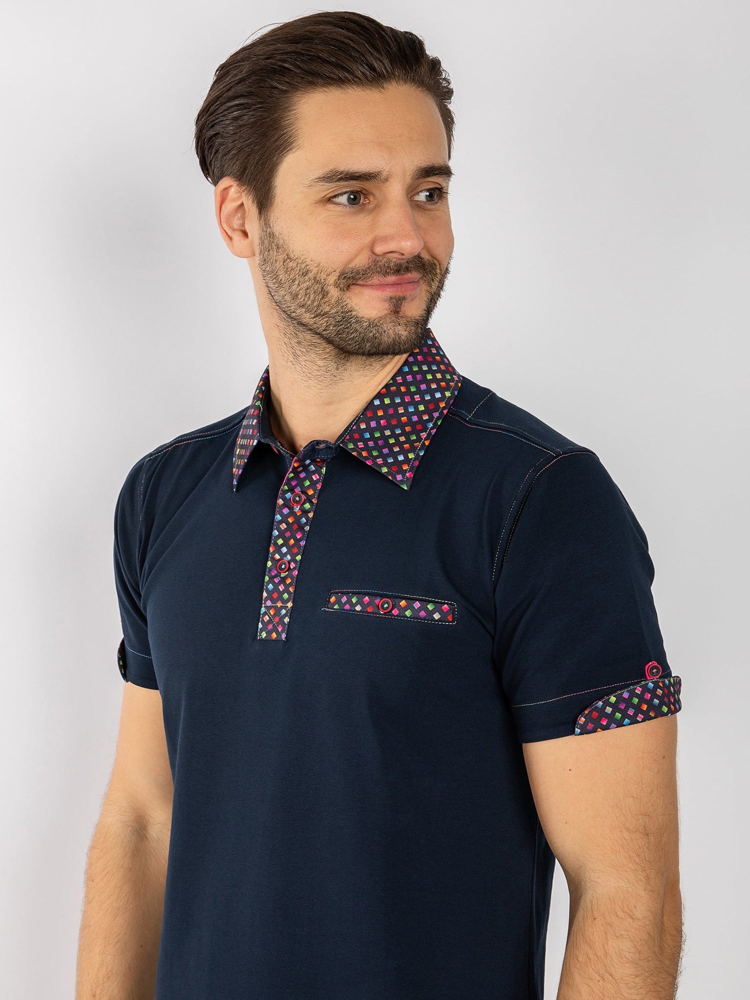 SIGNATURE POLO SHIRT WITH PIXEL INSERT - Claudio Lugli Shirts