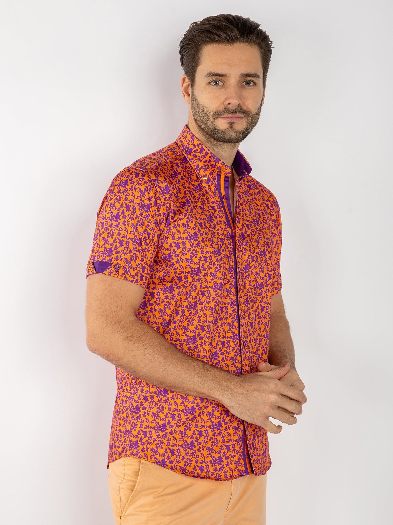 SILHOUETTE ORNAMENTS SHORT SLEEVE SHIRT - Claudio Lugli Shirts