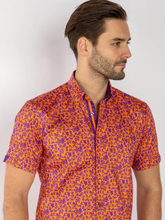 SILHOUETTE ORNAMENTS SHORT SLEEVE SHIRT - Claudio Lugli Shirts