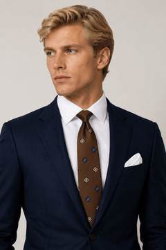 Silk Brown & Blue Diamonds Neck - Tie - Claudio Lugli Shirts