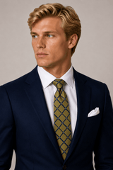 Silk Gold and Navy Neck - Tie - Claudio Lugli Shirts