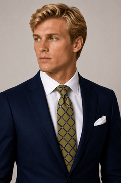 Silk Gold and Navy Neck - Tie - Claudio Lugli Shirts