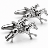 SILVER JOCKEY HORSE RACING NOVELTY CUFFLINKS BY VAN BUCK - Claudio Lugli Shirts