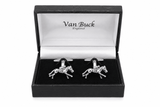 Silver Jockey Horse Racing Novelty Cufflinks by Van Buck - Claudio Lugli Shirts