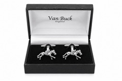 Silver Jockey Horse Racing Novelty Cufflinks by Van Buck - Claudio Lugli Shirts