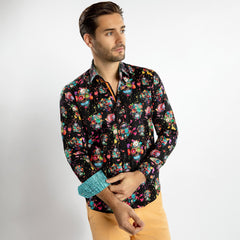 SKULL FETE FLORAL PRINT SHIRT - Premium Men's Patterned Shirt by Claudio Lugli | Bold Design, Tailored Fit, Best Printed Shirts