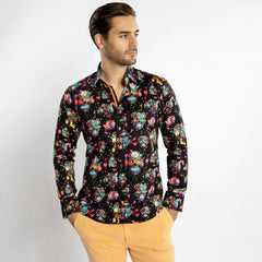 SKULL FETE FLORAL PRINT SHIRT - Premium Men's Patterned Shirt by Claudio Lugli | Bold Design, Tailored Fit, Best Printed Shirts