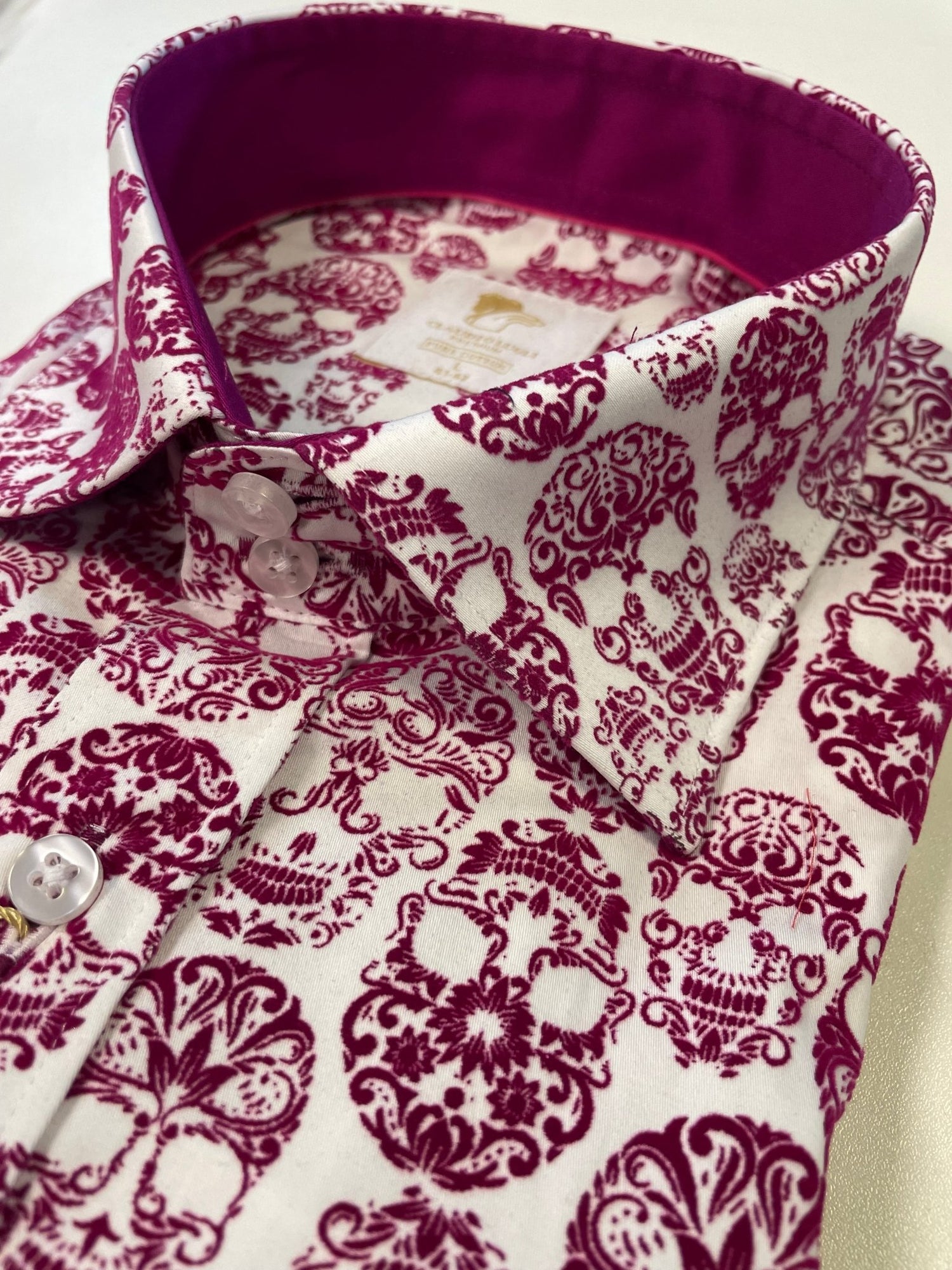 SKULL FLOCKING SHIRT WITH GRADIENT TIE - DYE LUXURY TEXTURED FINISH - Claudio Lugli Shirts