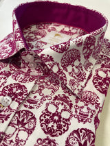 SKULL FLOCKING SHIRT WITH GRADIENT TIE - DYE LUXURY TEXTURED FINISH - Claudio Lugli Shirts