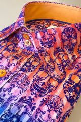 SKULL FLOCKING SHIRT WITH GRADIENT TIE - DYE LUXURY TEXTURED FINISH - Claudio Lugli Shirts