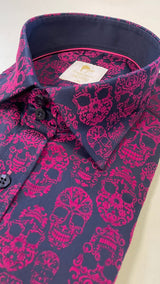 SKULL FLOCKING SHIRT WITH GRADIENT TIE - DYE LUXURY TEXTURED FINISH - Claudio Lugli Shirts