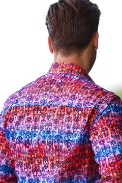 SKULL FLOCKING SHIRT WITH GRADIENT TIE - DYE LUXURY TEXTURED FINISH - Claudio Lugli Shirts