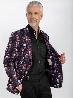 SKULL & FLORAL PRINTED FITTED JACKET - Claudio Lugli Shirts