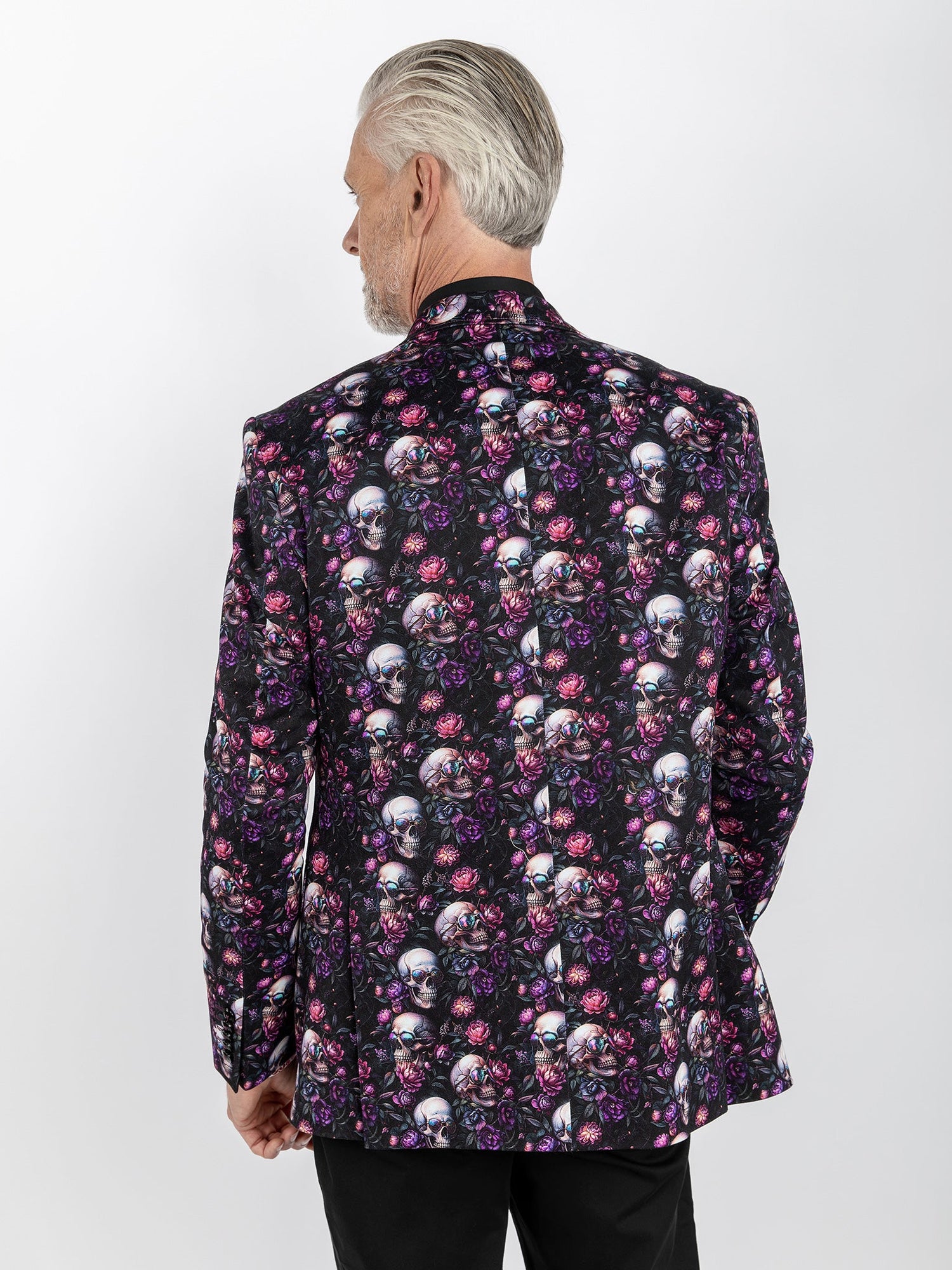 SKULL & FLORAL PRINTED FITTED JACKET - Claudio Lugli Shirts