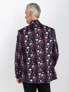 SKULL & FLORAL PRINTED FITTED JACKET - Claudio Lugli Shirts