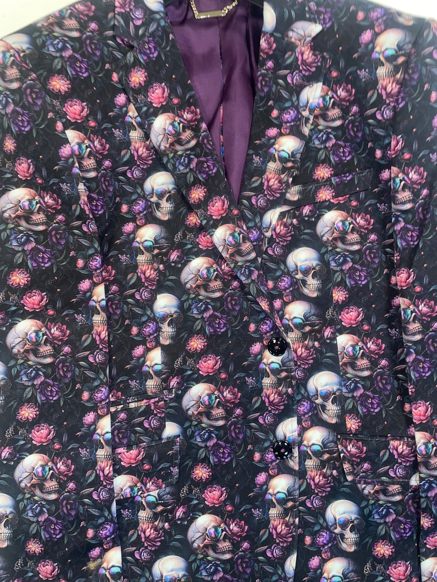 SKULL & FLORAL PRINTED FITTED JACKET - Claudio Lugli Shirts