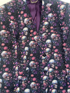 SKULL & FLORAL PRINTED FITTED JACKET - Claudio Lugli Shirts