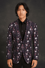 SKULL & FLORAL PRINTED FITTED JACKET - Claudio Lugli Shirts